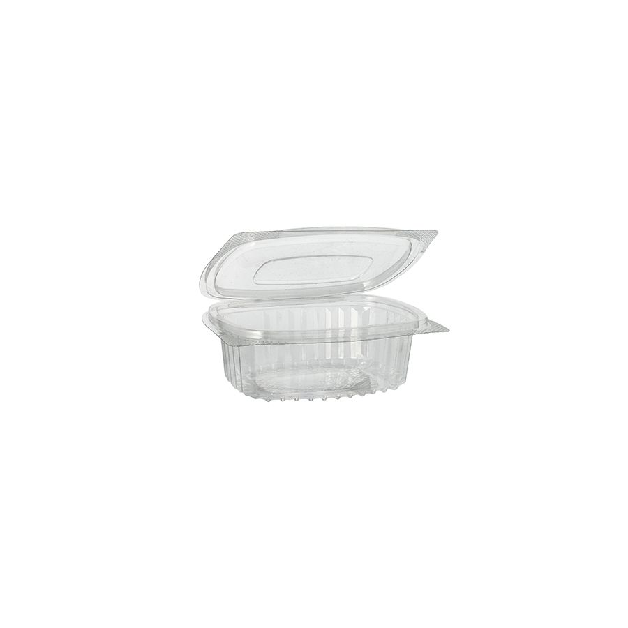 Feinkostbecher & Salatschalen To Go mit Klappdeckel, R-PET oval 250 ml - Bild 1