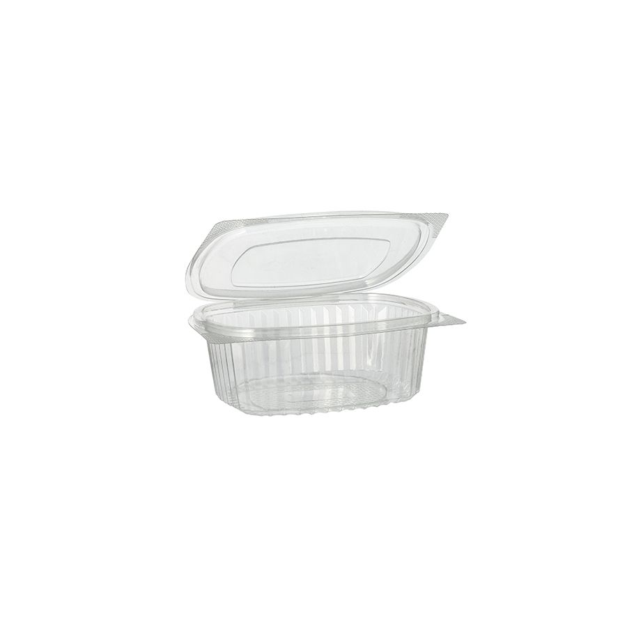 Feinkostbecher & Salatschalen To Go mit Klappdeckel, R-PET oval 500 ml - Bild 1