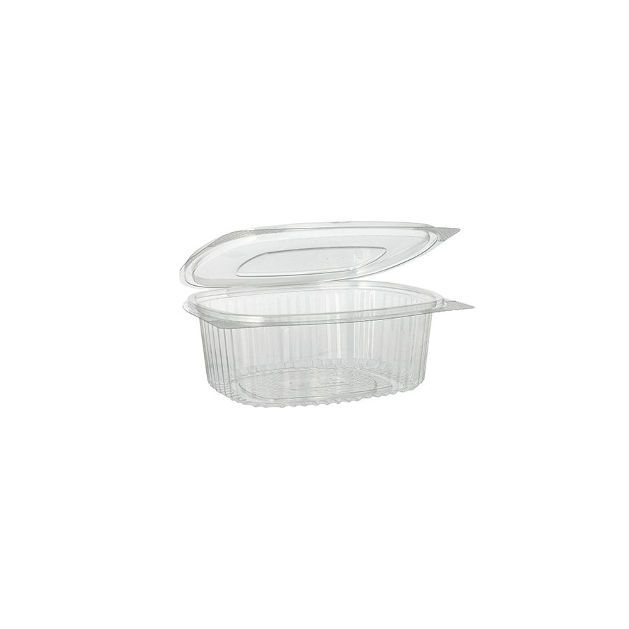 Feinkostbecher & Salatschalen To Go mit Klappdeckel, R-PET oval 750 ml - Bild 1