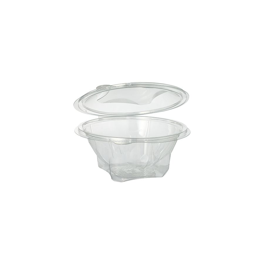 Feinkostbecher und Salatschalen To Go, mit Klappdeckel, R-PET, rund, 750 ml, glasklar - Bild 1