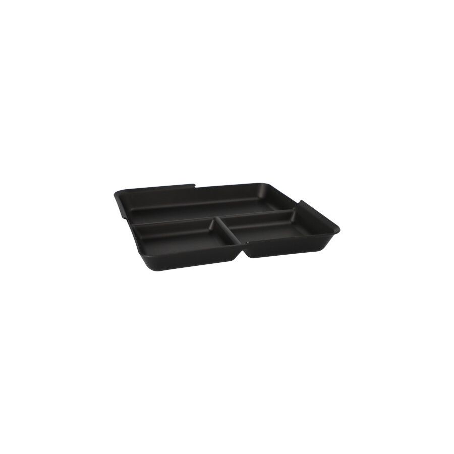 Mehrweg-Foodboxen 3-geteilt, 23,4 x 23,4 x 2,9 cm schwarz - Bild 1