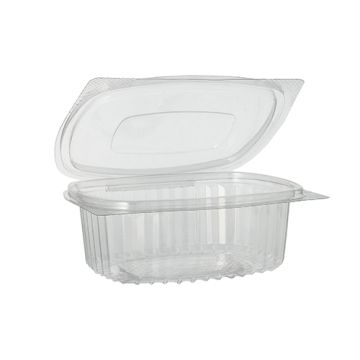 Feinkost- und Salatschalen mit Klappdeckel, R-PET oval 375 ml 5 cm x 11,5 cm x 14,4 cm klar