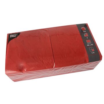 Servietten, 3-lagig 1/4-Falz 40 cm x 40 cm rot