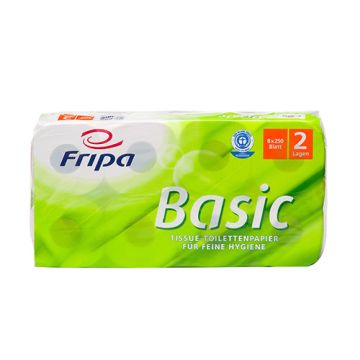 Toilettenpapier, 2-lagiges Tissue 12 cm x 10 cm weiss "Basic" 250 Blatt